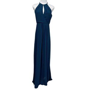 BHLDN TEAL EMERALD CHIFFON KEYHOLE SLIT EVENING FORMAL GOWN DRESS OB061859 - XS